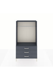 Arges Dolap Tek Raflı 3 Çekmeceli Tek Askılı 88x30x163 Antrasit-Antrasit