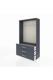 Arges Dolap Tek Raflı 3 Çekmeceli Tek Askılı 88x30x163 Antrasit-Antrasit