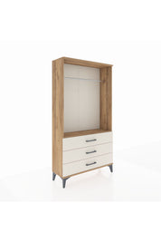 Arges Dolap Tek Raflı 3 Çekmeceli Tek Askılı 88x30x163 Çam-Aytaşı