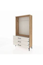 Arges Dolap Tek Raflı 3 Çekmeceli Tek Askılı 88x30x163 Çam-Aytaşı