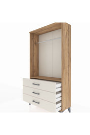 Arges Dolap Tek Raflı 3 Çekmeceli Tek Askılı 88x30x163 Çam-Aytaşı
