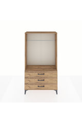 Arges Dolap Tek Raflı 3 Çekmeceli Tek Askılı 88x30x163