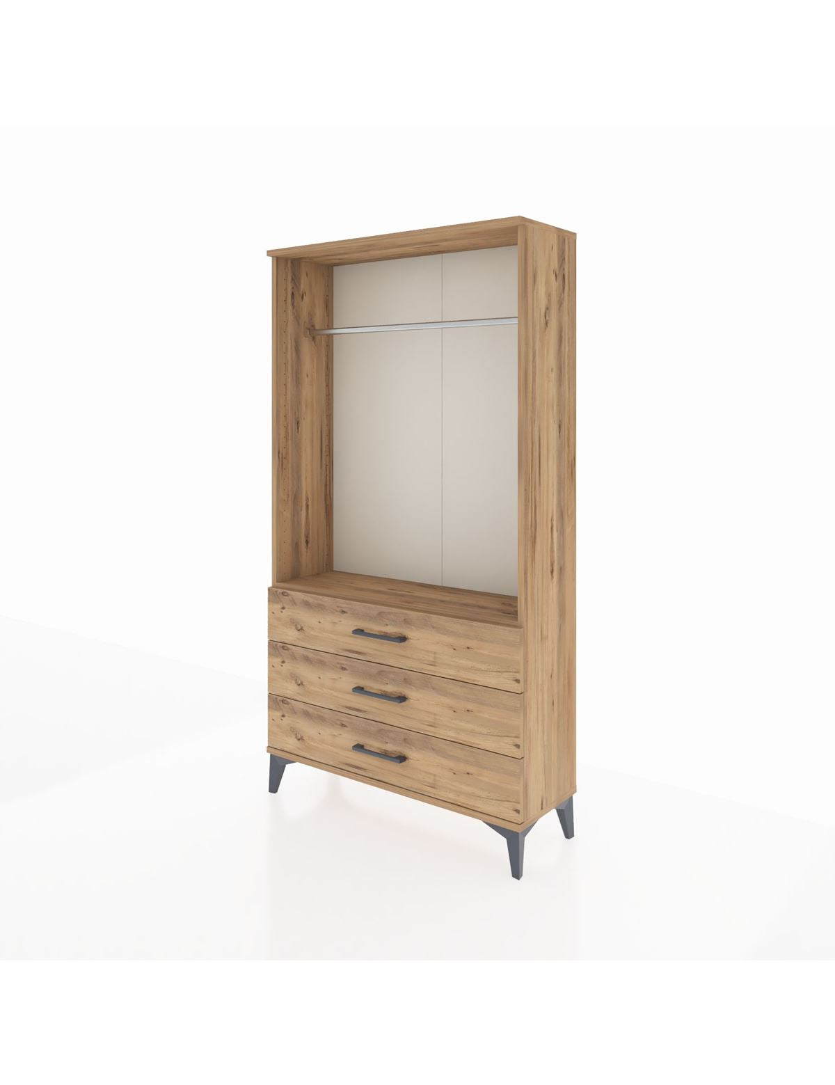 Arges Dolap Tek Raflı 3 Çekmeceli Tek Askılı 88x30x163 - S21M147V9A