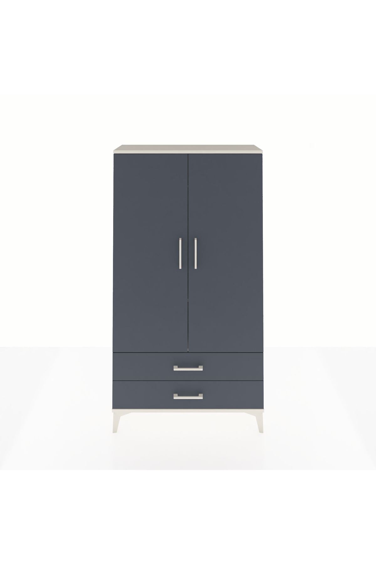 Arges Dolap 2 Raflı 2 Çekmeceli Tek Askılı 88x30x163 Aytaşı-Antrasit