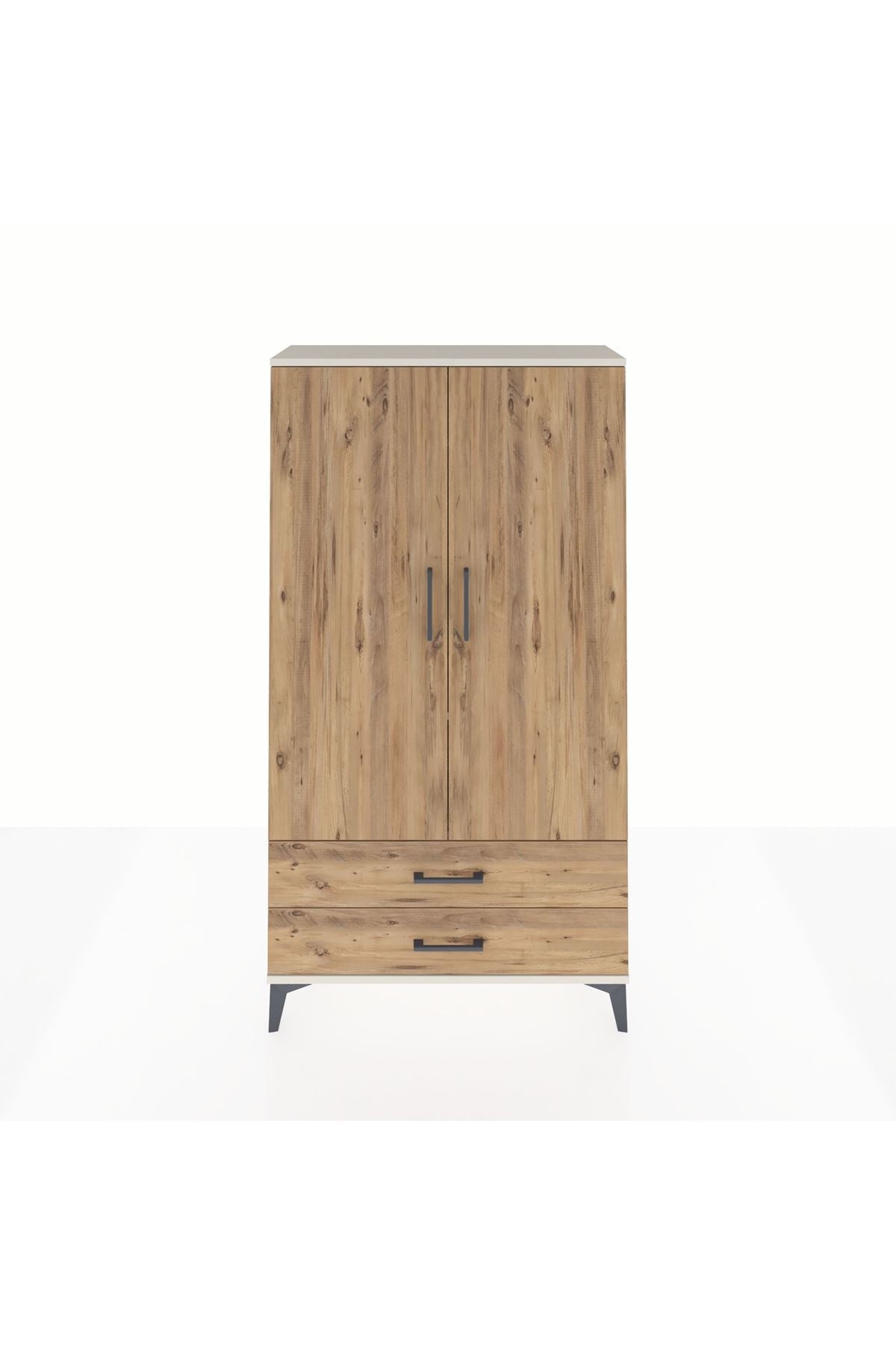 Arges Dolap 2 Raflı 2 Çekmeceli Tek Askılı 88x30x163 Aytaşı-Çam