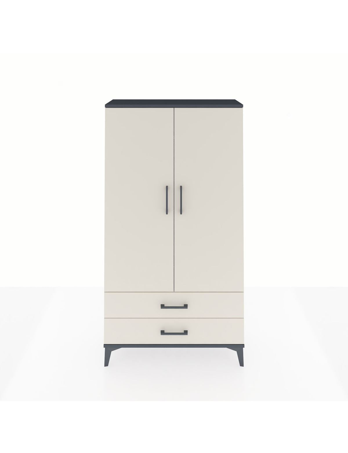 Arges Dolap 2 Raflı 2 Çekmeceli Tek Askılı 88x30x163 Antrasit-Aytaşı