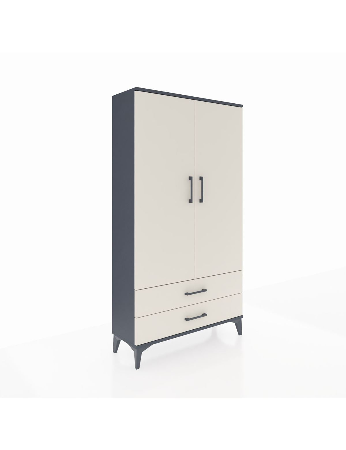 Arges Dolap 2 Raflı 2 Çekmeceli Tek Askılı 88x30x163 Antrasit-Aytaşı