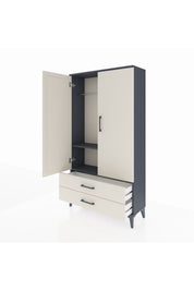 Arges Dolap 2 Raflı 2 Çekmeceli Tek Askılı 88x30x163 Antrasit-Aytaşı