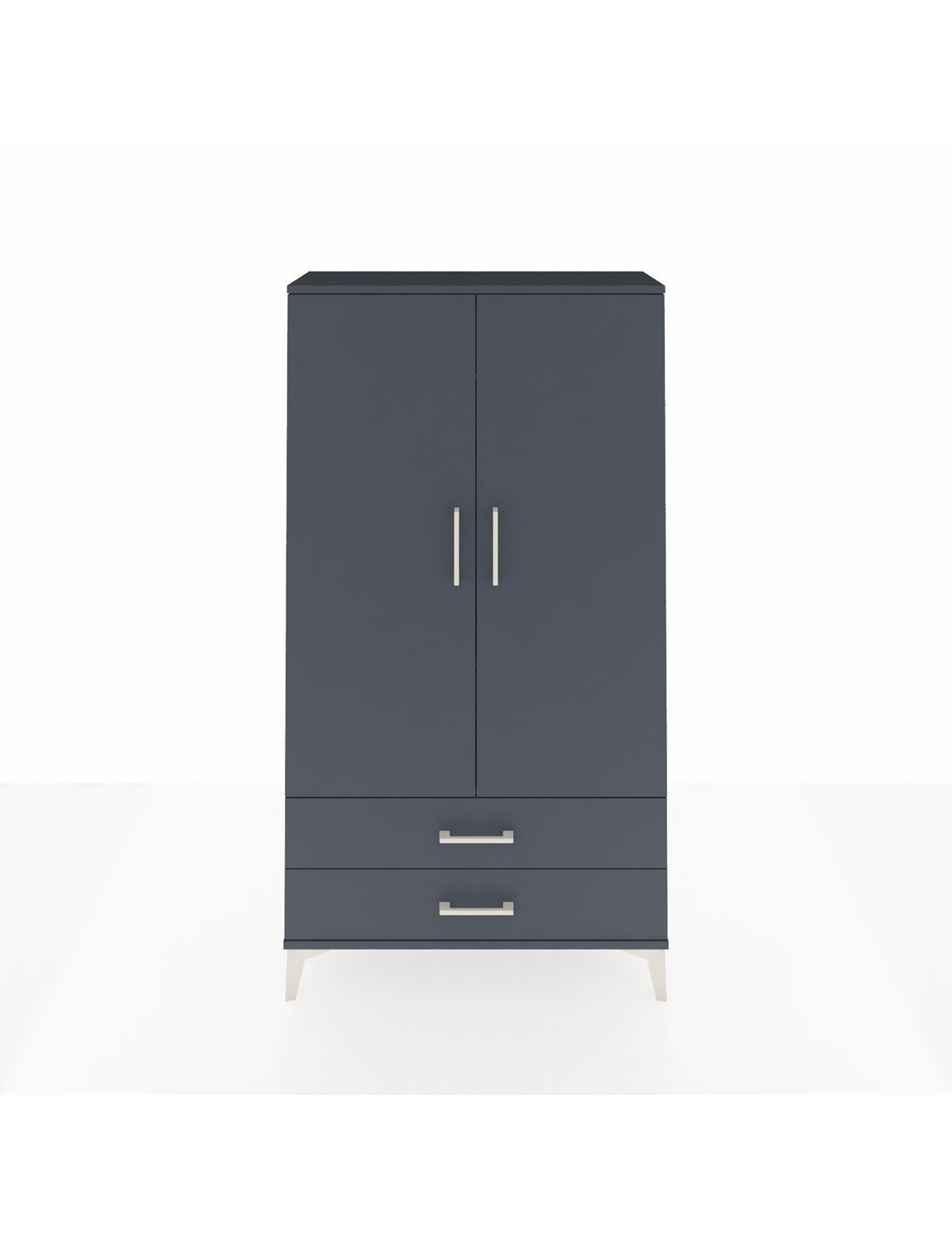 Arges Dolap 2 Raflı 2 Çekmeceli Tek Askılı 88x30x163 Antrasit-Antrasit