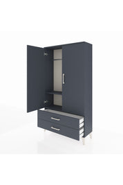 Arges Dolap 2 Raflı 2 Çekmeceli Tek Askılı 88x30x163 Antrasit-Antrasit