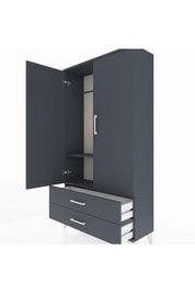 Arges Dolap 2 Raflı 2 Çekmeceli Tek Askılı 88x30x163 Antrasit-Antrasit