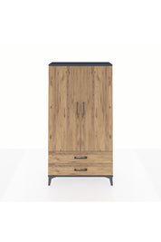 Arges Dolap 2 Raflı 2 Çekmeceli Tek Askılı 88x30x163 Antrasit-Çam