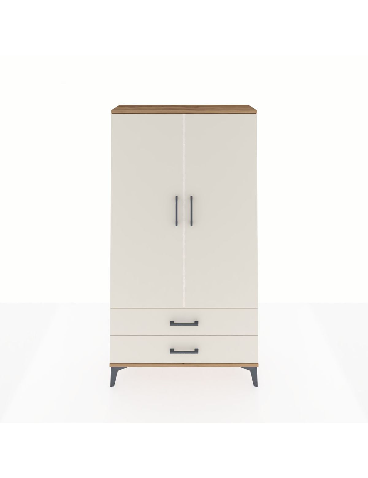 Arges Dolap 2 Raflı 2 Çekmeceli Tek Askılı 88x30x163 Çam-Aytaşı