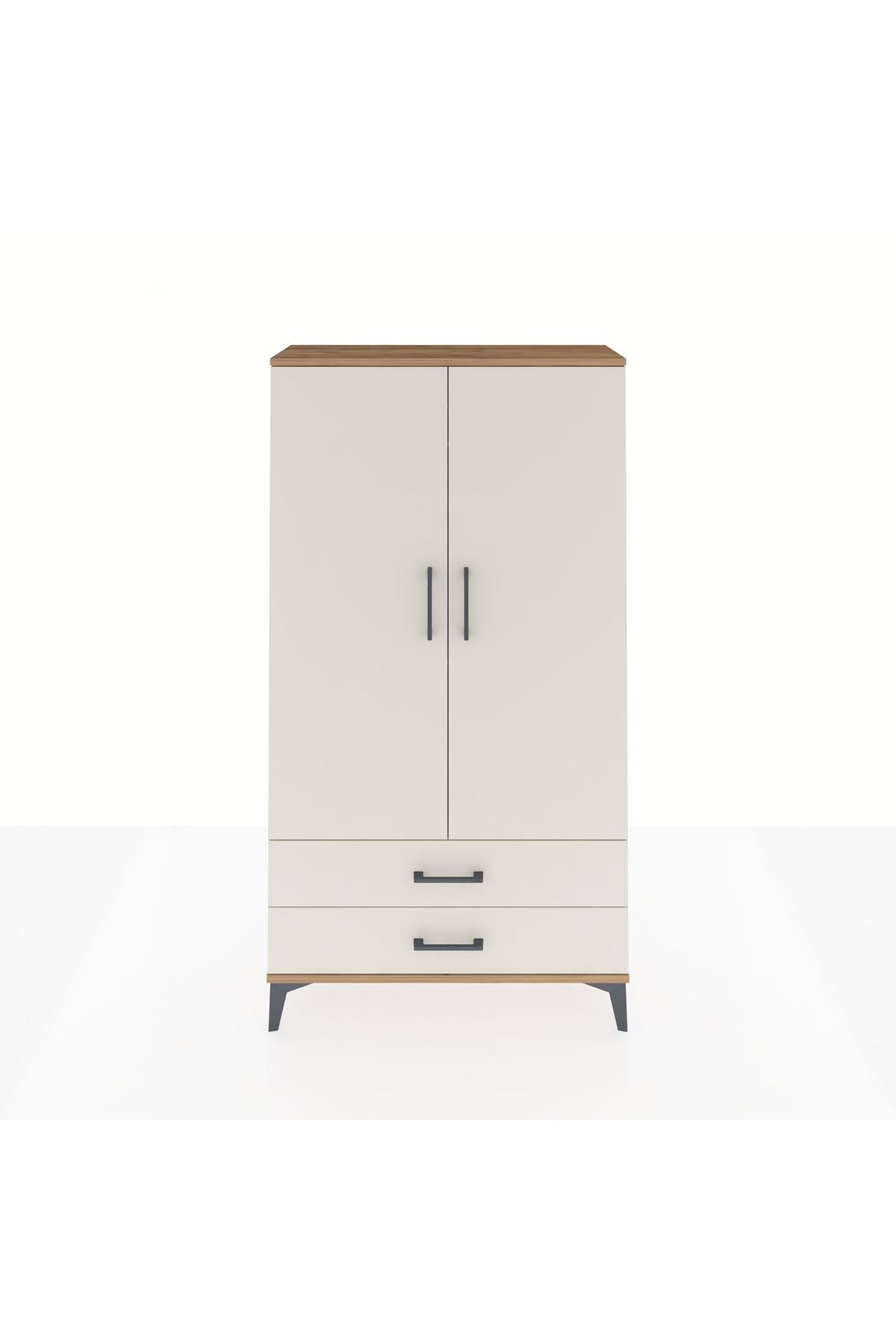 Arges Dolap 2 Raflı 2 Çekmeceli Tek Askılı 88x30x163 Çam-Aytaşı