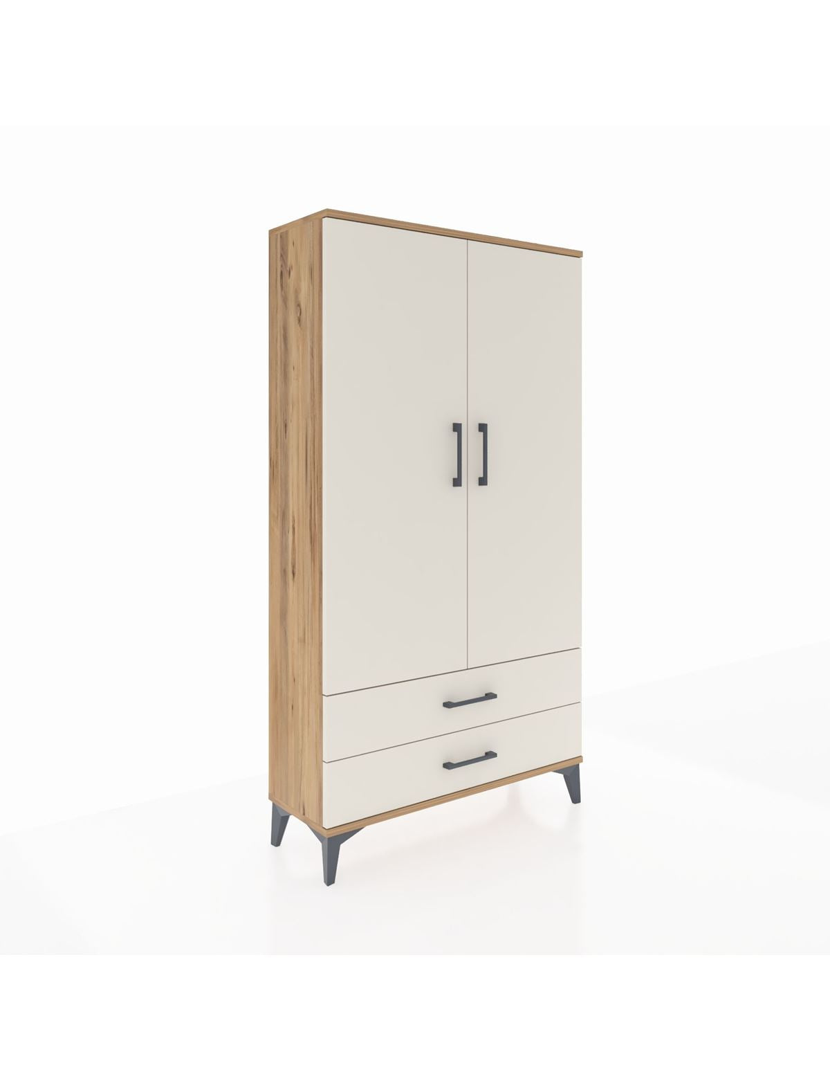 Arges Dolap 2 Raflı 2 Çekmeceli Tek Askılı 88x30x163 Çam-Aytaşı