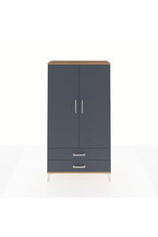 Arges Dolap 2 Raflı 2 Çekmeceli Tek Askılı 88x30x163 Çam-Antrasit