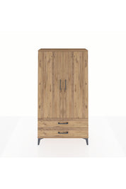 Arges Dolap 2 Raflı 2 Çekmeceli Tek Askılı 88x30x163 Çam-Çam