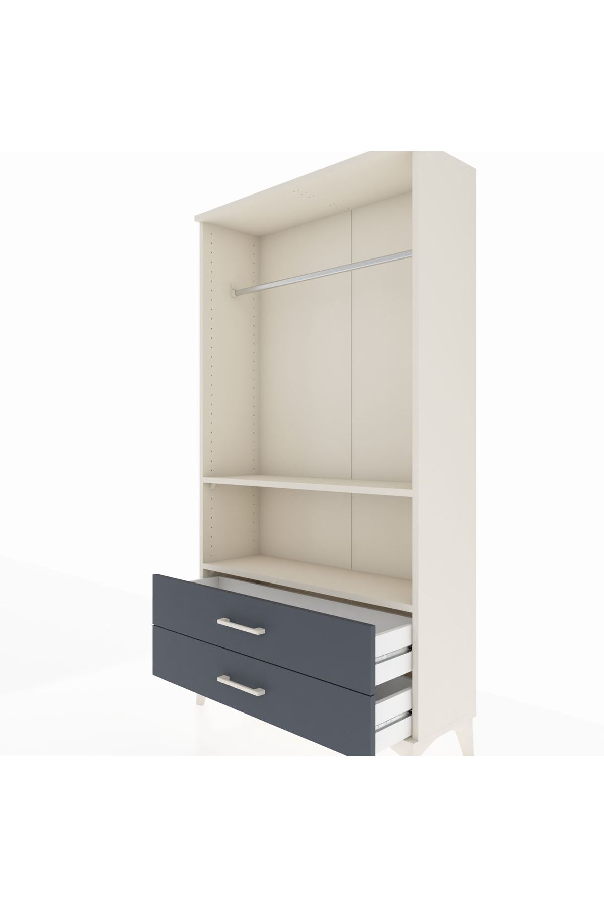 Arges Dolap 2 Raflı 2 Çekmeceli Tek Askılı 88x30x163 Aytaşı-Antrasit