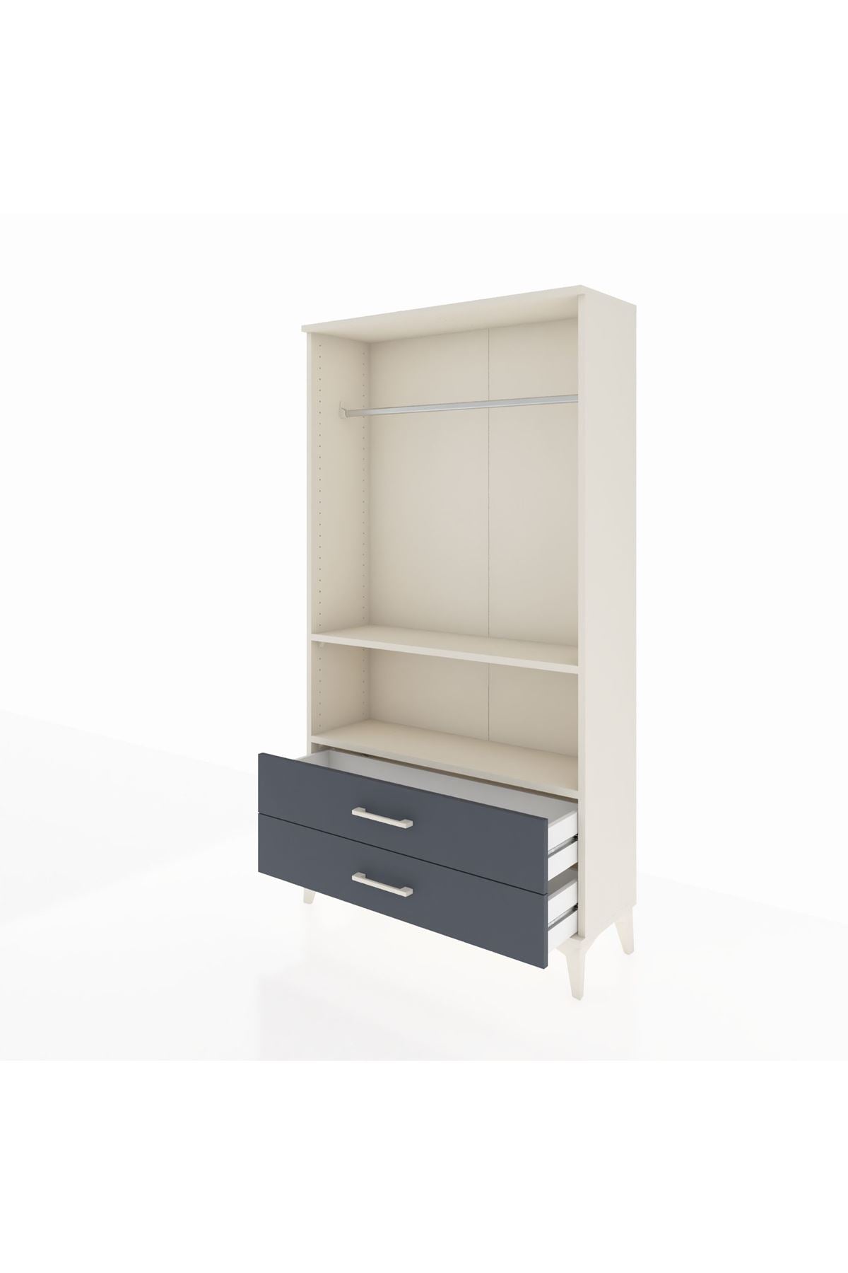 Arges Dolap 2 Raflı 2 Çekmeceli Tek Askılı 88x30x163 Aytaşı-Antrasit