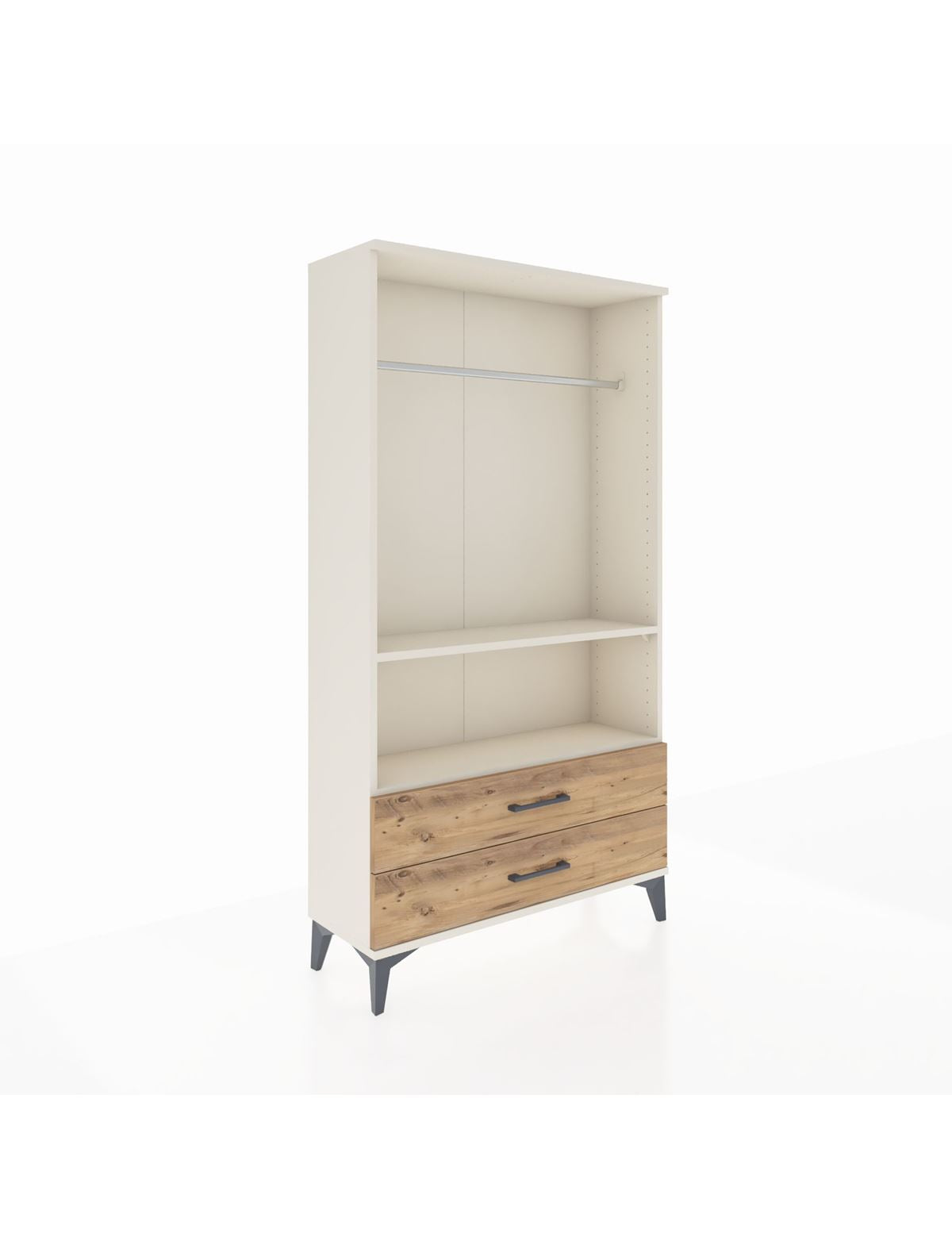 Arges Dolap 2 Raflı 2 Çekmeceli Tek Askılı 88x30x163 Aytaşı-Çam