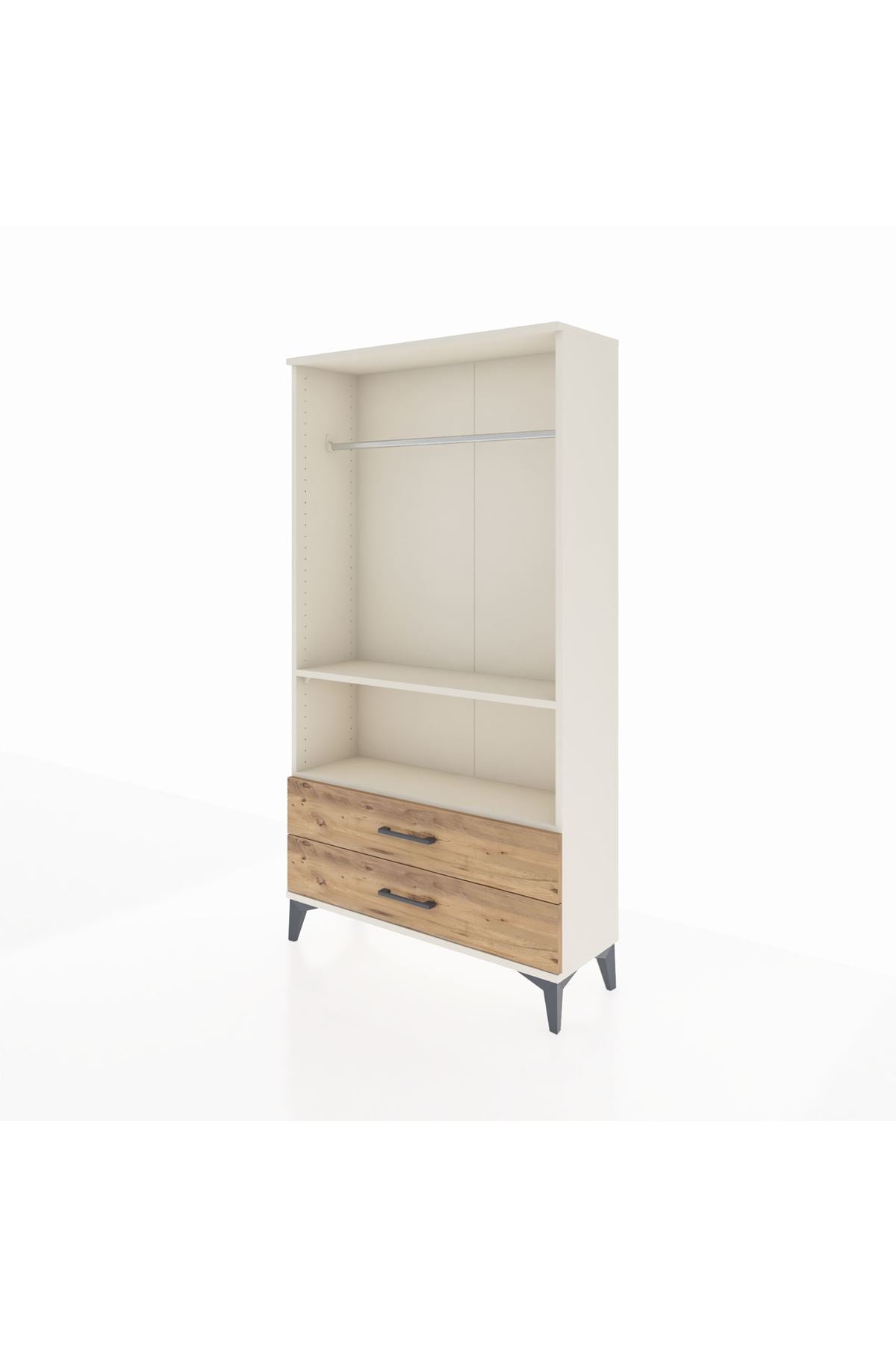 Arges Dolap 2 Raflı 2 Çekmeceli Tek Askılı 88x30x163 Aytaşı-Çam