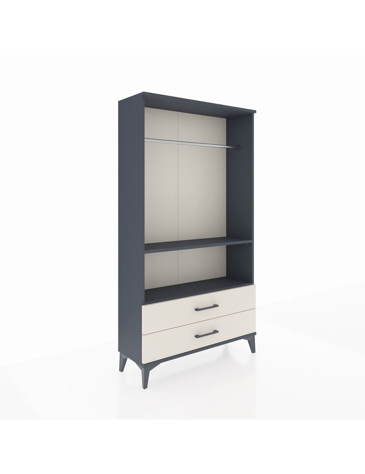 Arges Dolap 2 Raflı 2 Çekmeceli Tek Askılı 88x30x163 Antrasit-Aytaşı