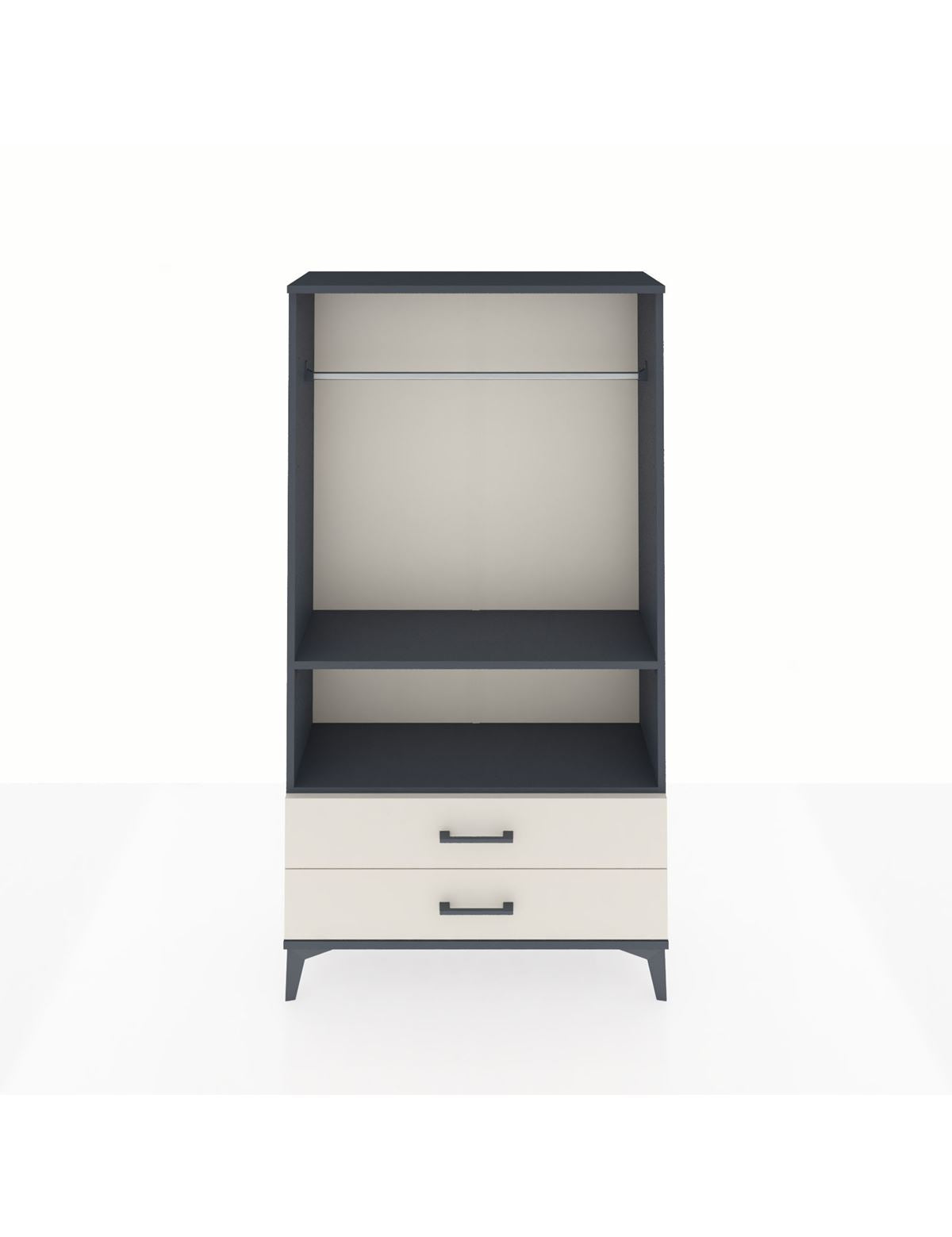 Arges Dolap 2 Raflı 2 Çekmeceli Tek Askılı 88x30x163 Antrasit-Aytaşı