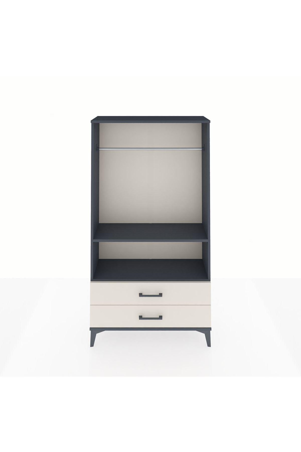 Arges Dolap 2 Raflı 2 Çekmeceli Tek Askılı 88x30x163 Antrasit-Aytaşı