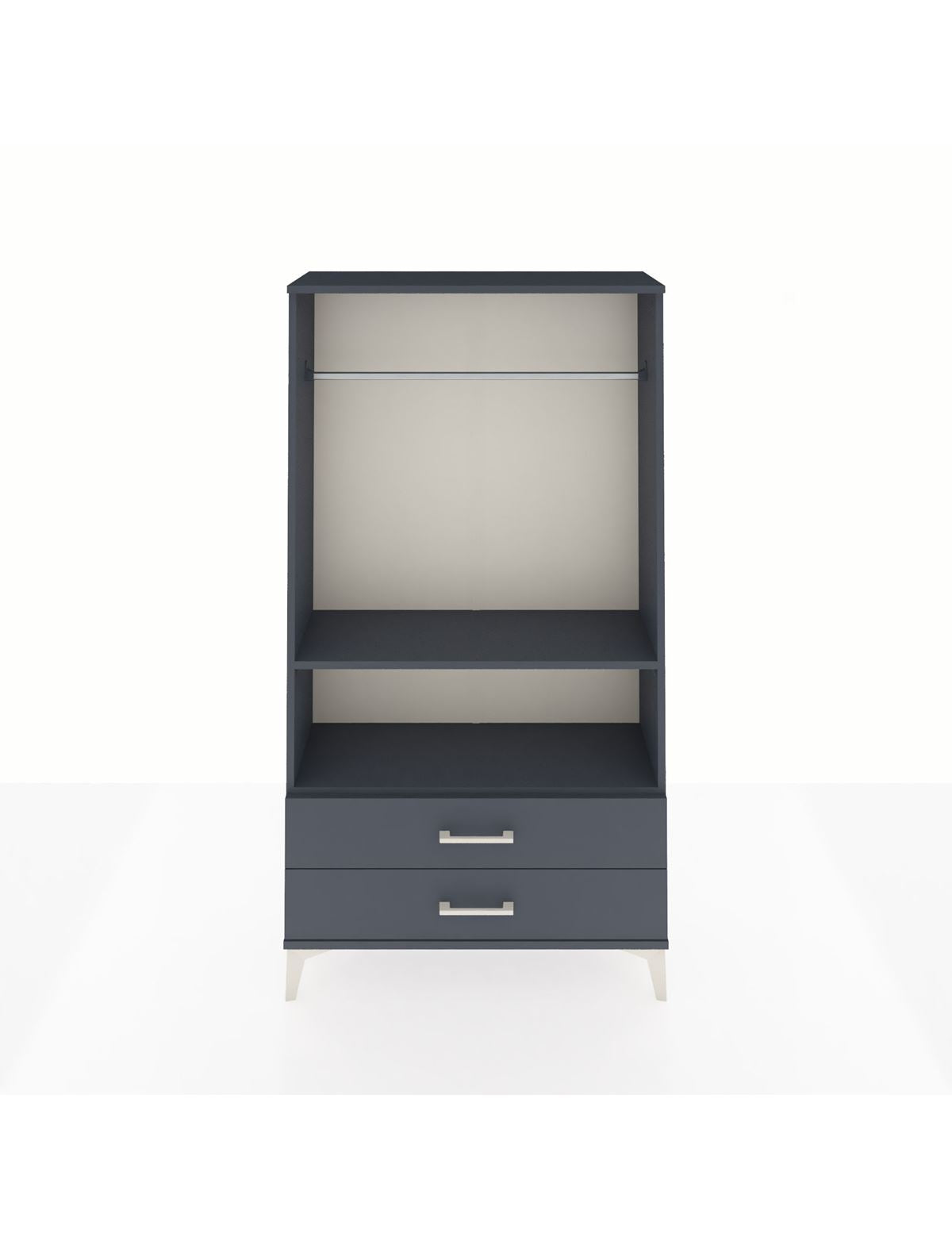 Arges Dolap 2 Raflı 2 Çekmeceli Tek Askılı 88x30x163 Antrasit-Antrasit