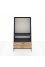 Arges Dolap 2 Raflı 2 Çekmeceli Tek Askılı 88x30x163 Antrasit-Çam