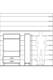 Arges Dolap 2 Raflı 2 Çekmeceli Tek Askılı 88x30x163 Antrasit-Çam