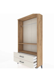 Arges Dolap 2 Raflı 2 Çekmeceli Tek Askılı 88x30x163 Çam-Aytaşı