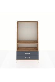Arges Dolap 2 Raflı 2 Çekmeceli Tek Askılı 88x30x163 Çam-Antrasit