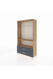 Arges Dolap 2 Raflı 2 Çekmeceli Tek Askılı 88x30x163 Çam-Antrasit