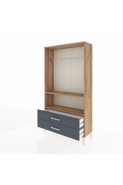 Arges Dolap 2 Raflı 2 Çekmeceli Tek Askılı 88x30x163 Çam-Antrasit