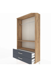 Arges Dolap 2 Raflı 2 Çekmeceli Tek Askılı 88x30x163 Çam-Antrasit