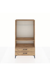 Arges Dolap 2 Raflı 2 Çekmeceli Tek Askılı 88x30x163 Çam-Çam