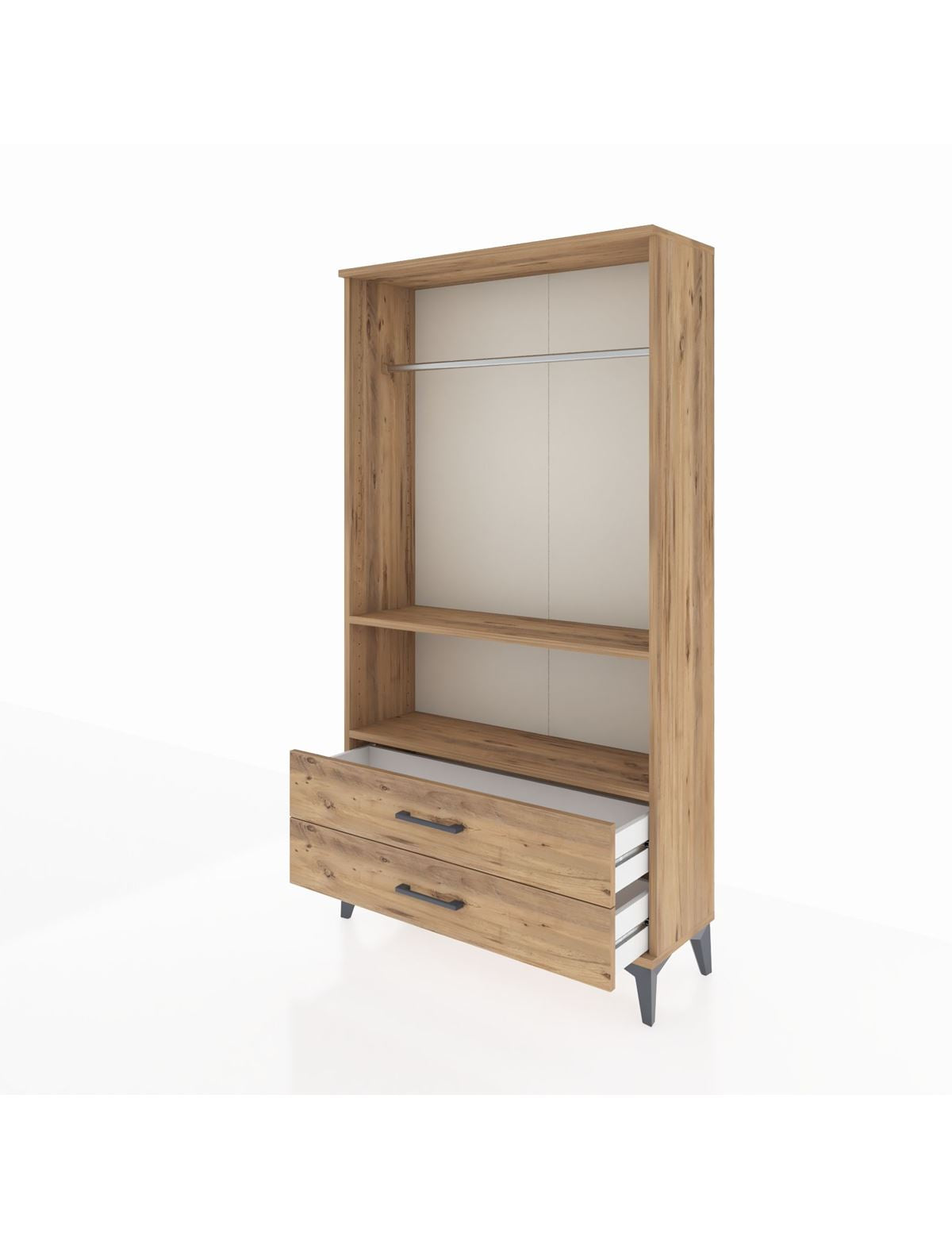 Arges Dolap 2 Raflı 2 Çekmeceli Tek Askılı 88x30x163 - S21M149V9A