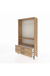 Arges Dolap 2 Raflı 2 Çekmeceli Tek Askılı 88x30x163 Çam-Çam