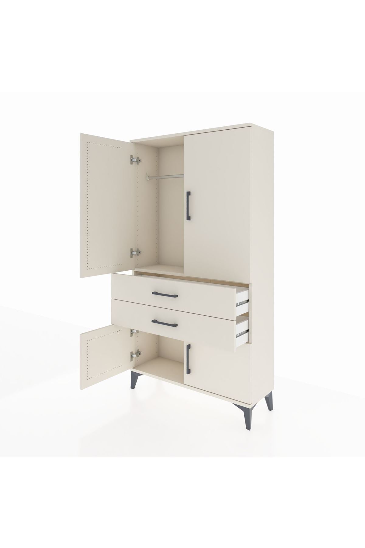 Arges Dolap Tek Raflı 2 Çekmeceli Tek Askılı 88x30x163 Aytaşı-Aytaşı