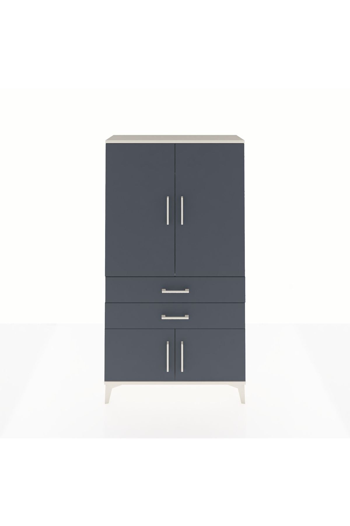 Arges Dolap Tek Raflı 2 Çekmeceli Tek Askılı 88x30x163 Aytaşı-Antrasit