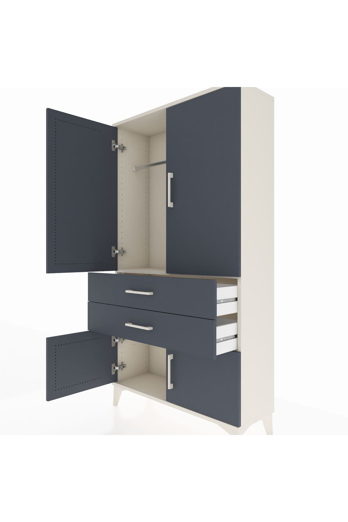 Arges Dolap Tek Raflı 2 Çekmeceli Tek Askılı 88x30x163 Aytaşı-Antrasit