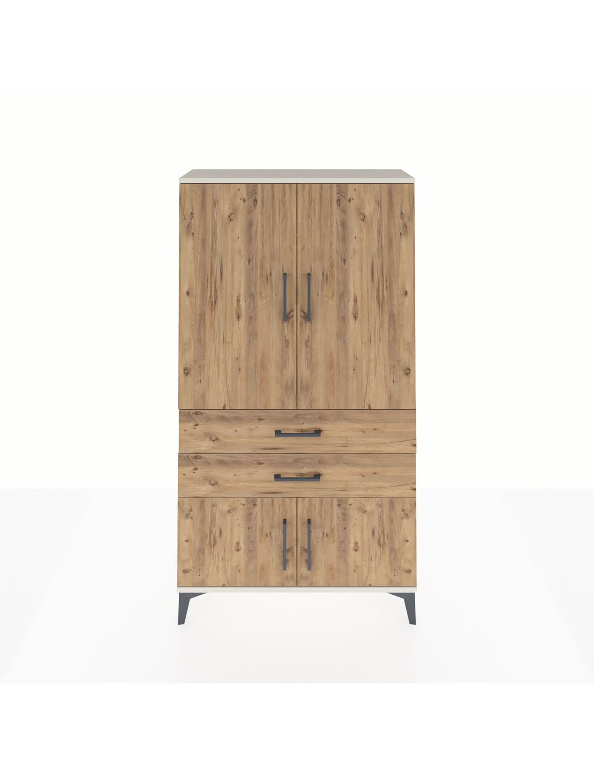 Arges Dolap Tek Raflı 2 Çekmeceli Tek Askılı 88x30x163 Aytaşı-Çam