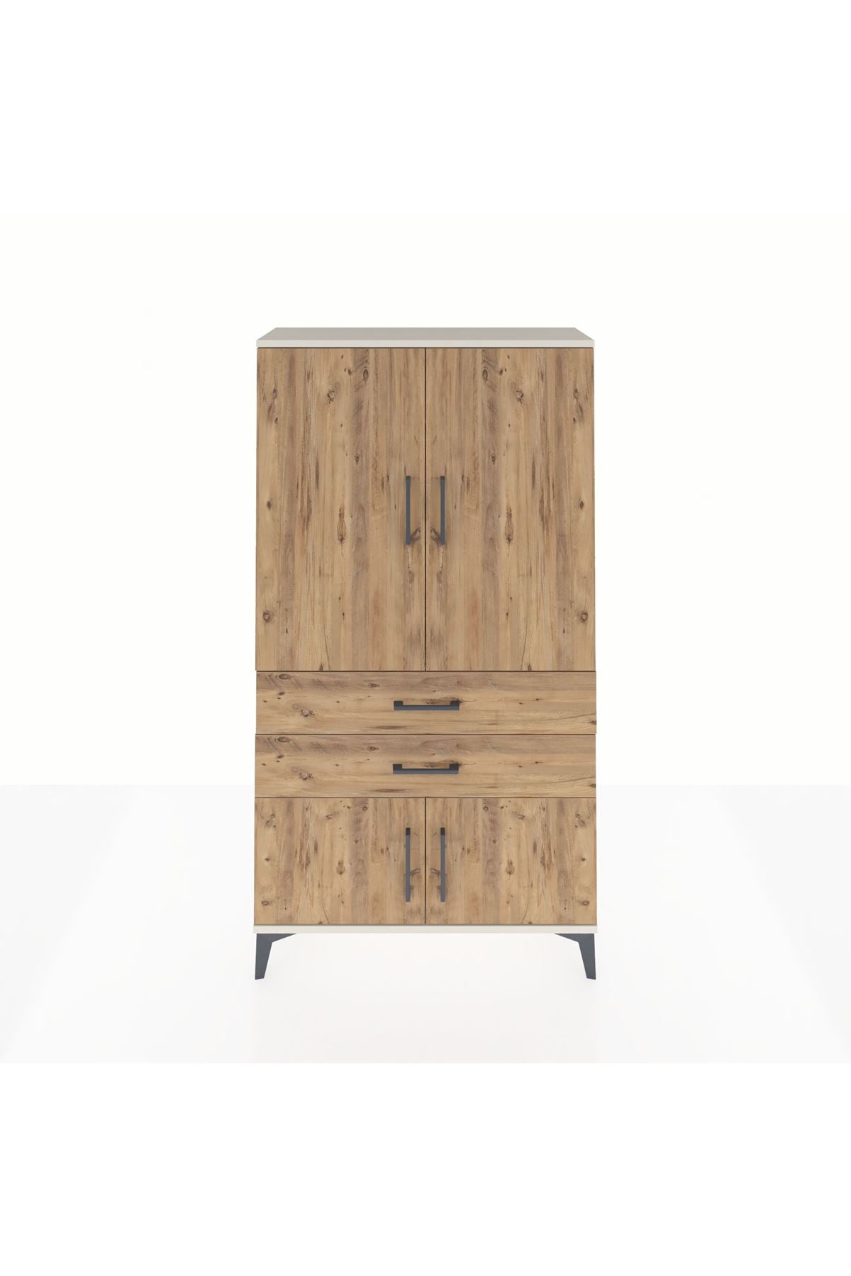 Arges Dolap Tek Raflı 2 Çekmeceli Tek Askılı 88x30x163 Aytaşı-Çam