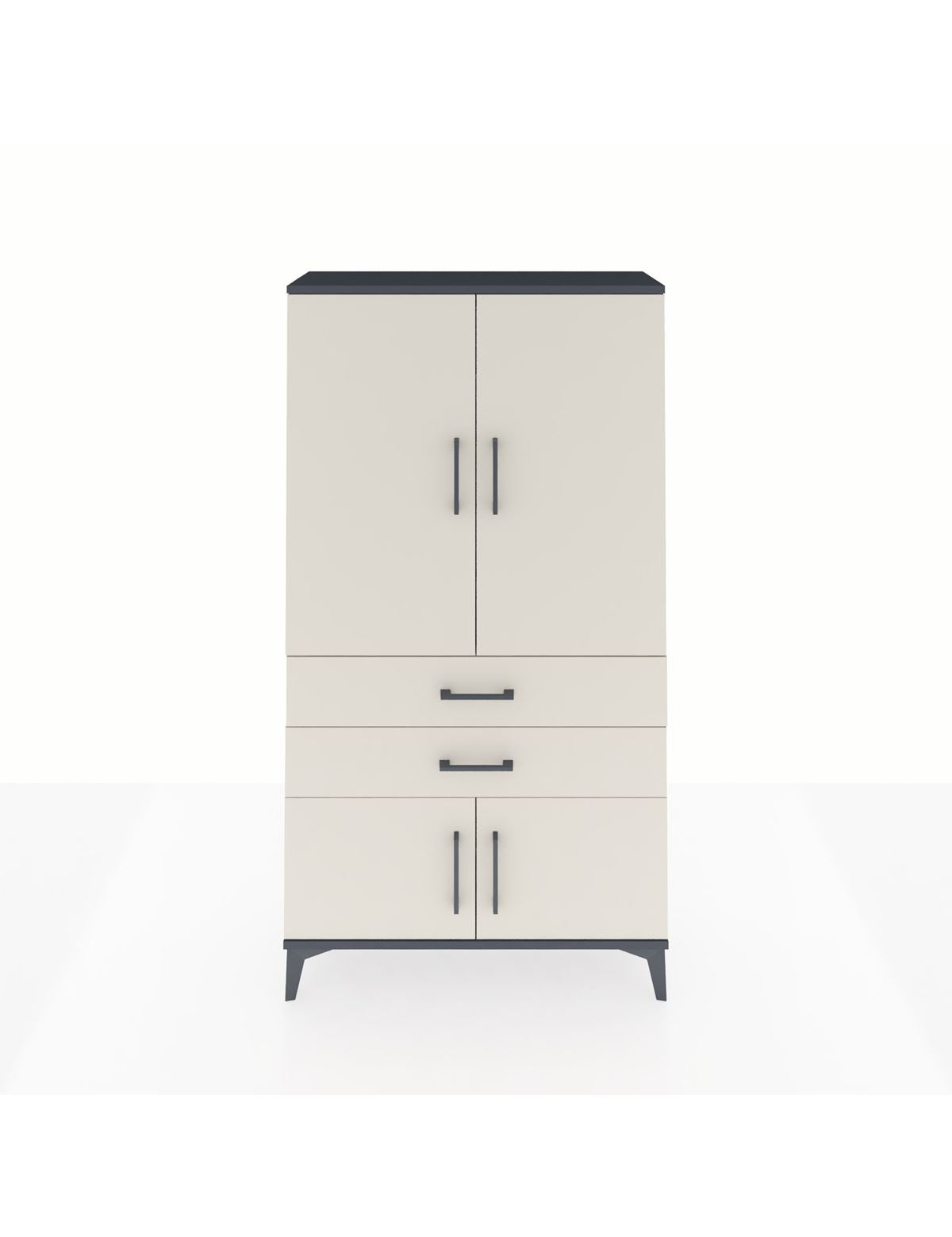 Arges Dolap Tek Raflı 2 Çekmeceli Tek Askılı 88x30x163 Antrasit-Aytaşı