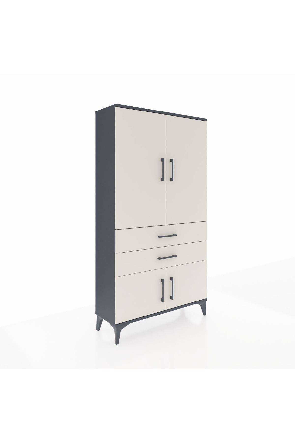 Arges Dolap Tek Raflı 2 Çekmeceli Tek Askılı 88x30x163 Antrasit-Aytaşı