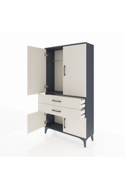 Arges Dolap Tek Raflı 2 Çekmeceli Tek Askılı 88x30x163 Antrasit-Aytaşı