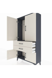 Arges Dolap Tek Raflı 2 Çekmeceli Tek Askılı 88x30x163 Antrasit-Aytaşı