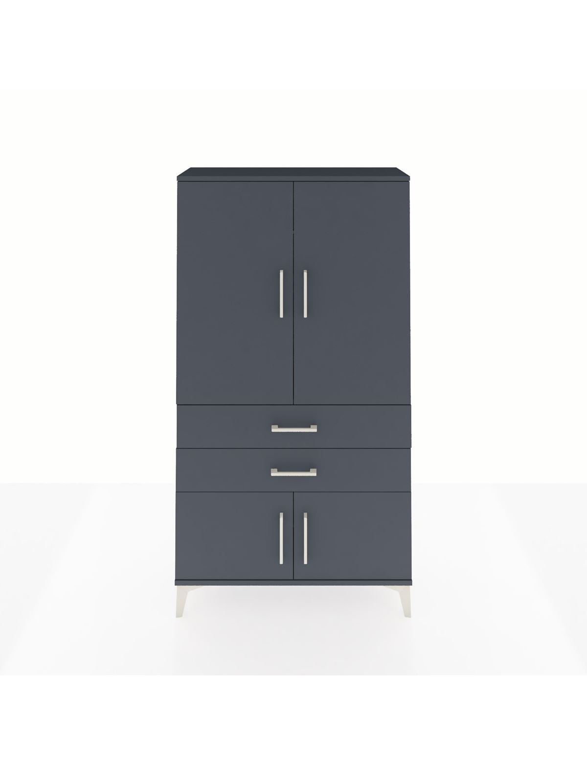 Arges Dolap Tek Raflı 2 Çekmeceli Tek Askılı 88x30x163 Antrasit-Antrasit