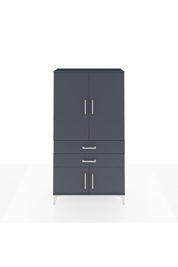 Arges Dolap Tek Raflı 2 Çekmeceli Tek Askılı 88x30x163 Antrasit-Antrasit